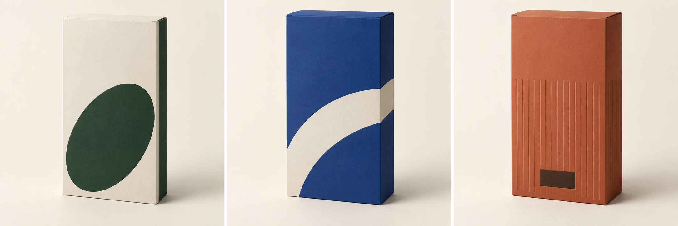 Ivory carton with dark green graphic surface concept